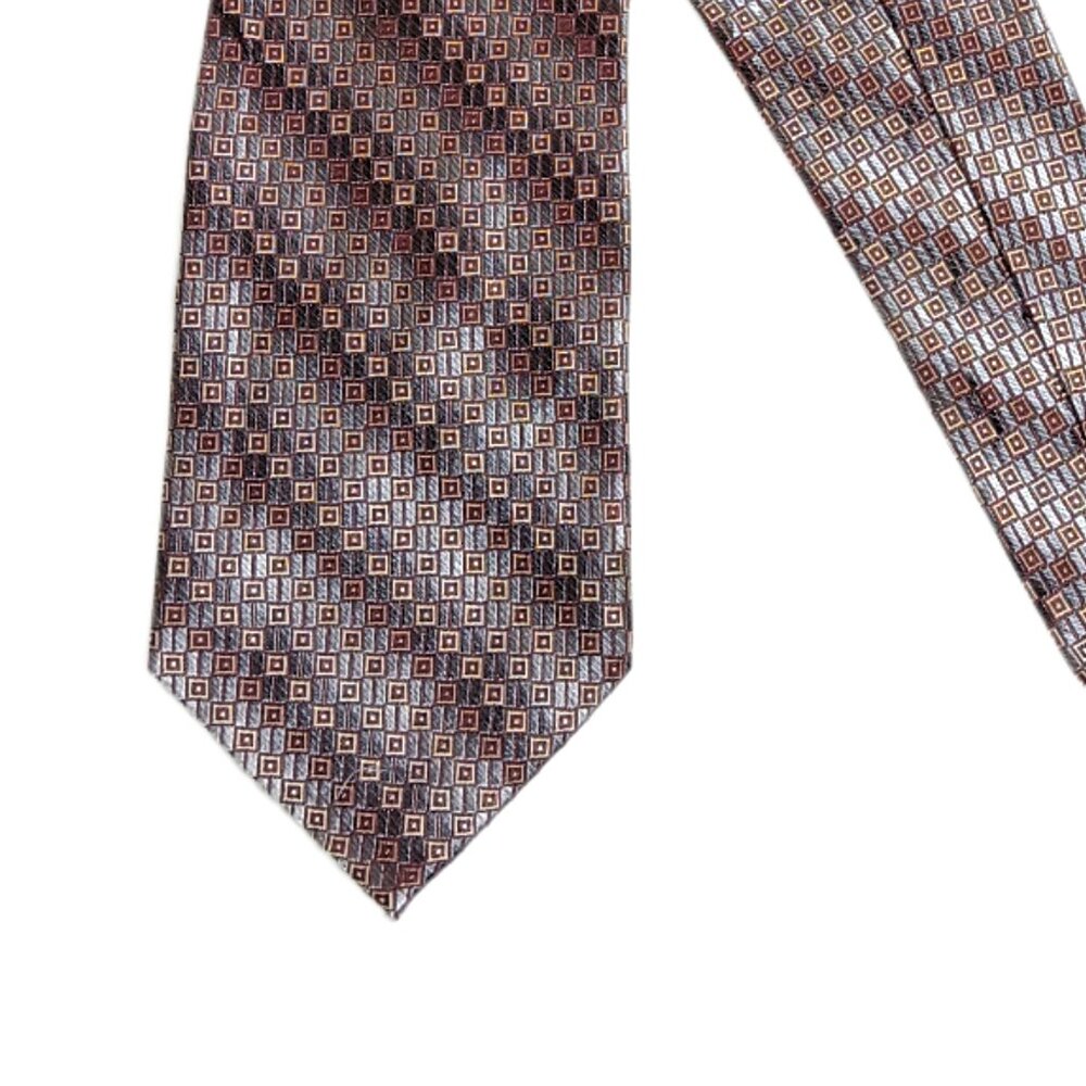 Joseph & Feiss Silk Tie Men’s X-Long 66” Metallic Geometric Retro Designer Wide
